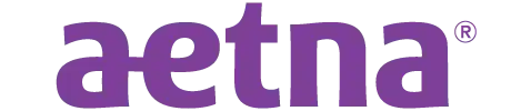 Aetna logo in purple wordmark.