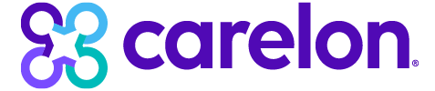 Carelon logo: teal and purple interlocking knot icon next to the purple wordmark 'carelon'.
