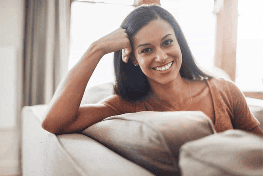 Woman relaxing during a residential treatment program.